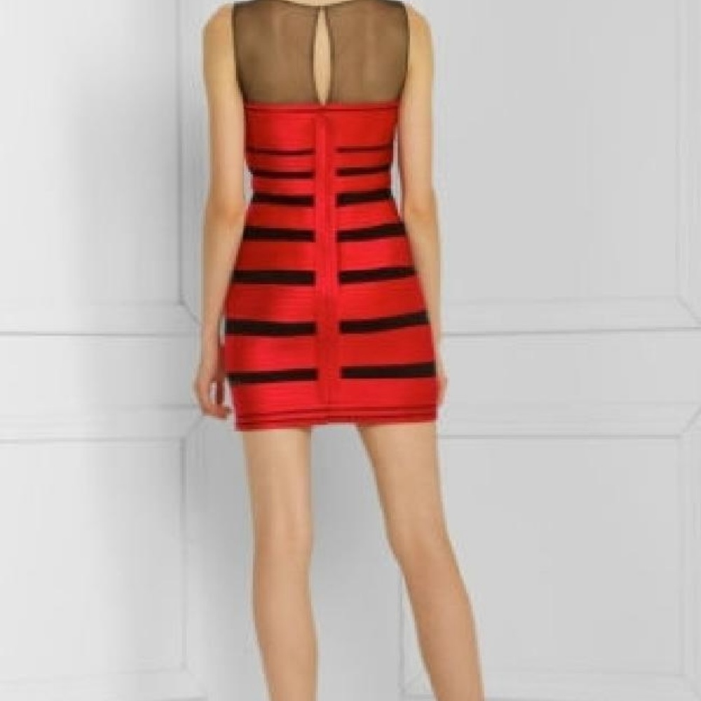 BCBG MAX AZRIA Brenda sheer paneled evening dress - Picture 3 of 3